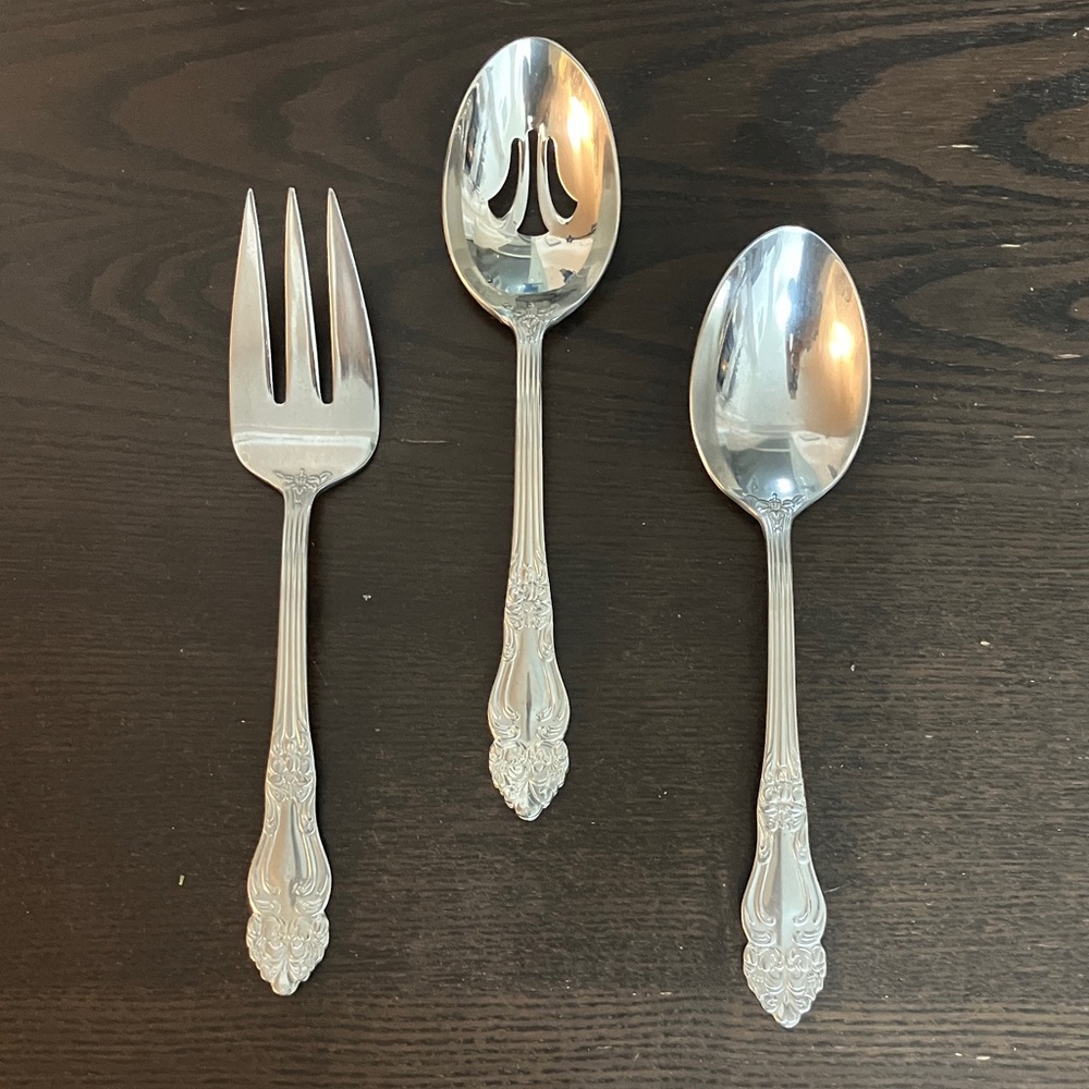 VTG Reed & Barton TIGER LILY 3-Pc Large Buffet Serving Hostess Set